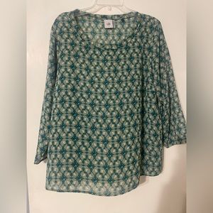 Cabi XL green 3/4 sleeve blouse